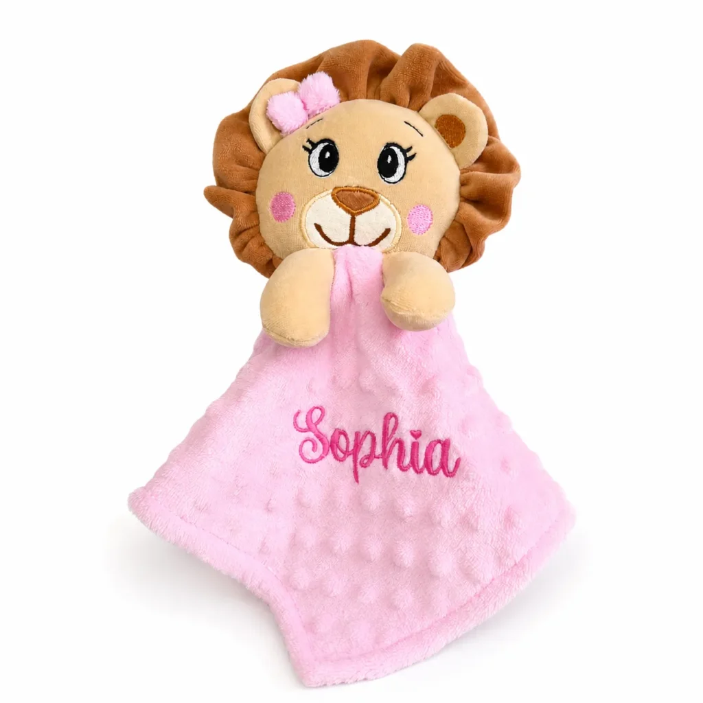 Naninha bordada personalizada leoazinha rosa com nome Sophia